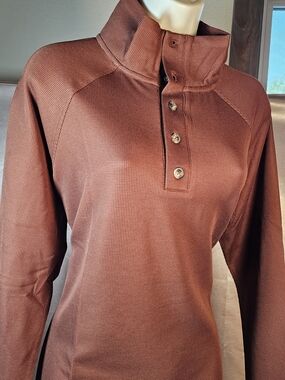 Duck Camp Hill Country TurboDry Pullover Women's L Rust Brown Wool Blend NWT
